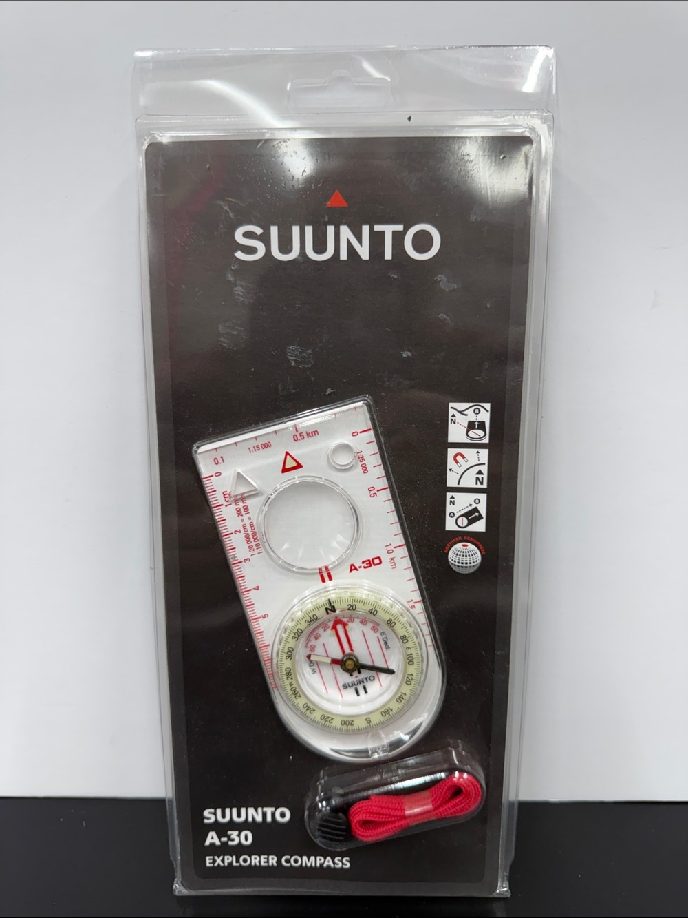 Suunto A-30 Explorer Compass in White with Red Accents